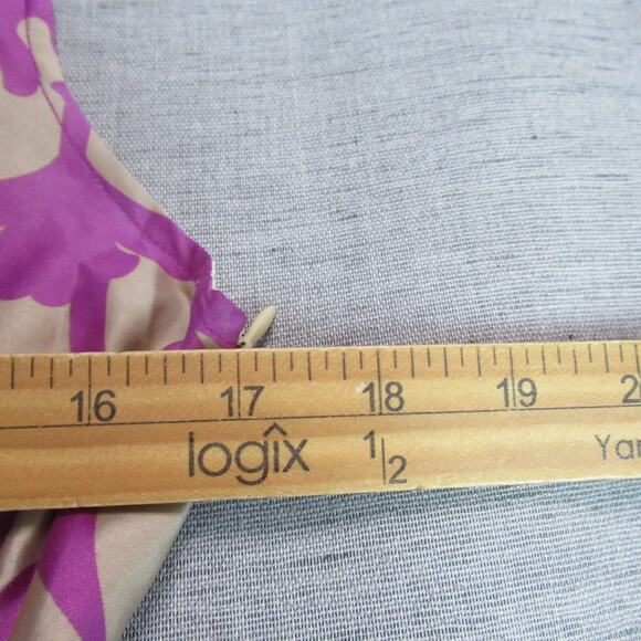 dELiAs Dress Womens Size 9 Purple Gray Tan Satin Conservative Elegant Cocktail - Picture 10 of 12